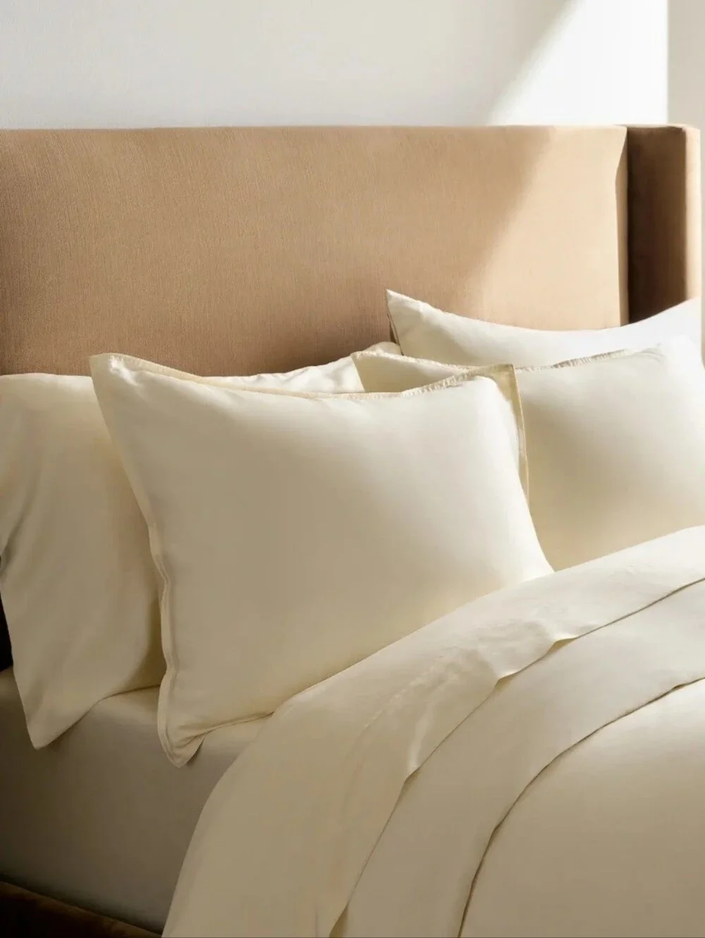 Quince 100% Organic Bamboo Viscose Queen Size Ivory Duvet Cover Set NWOT Preppy